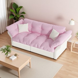 74.8" Velvet 3-Seater Sofa with Pull-Out, Tufted Design & 2 Soft Pillows - 1 of 4