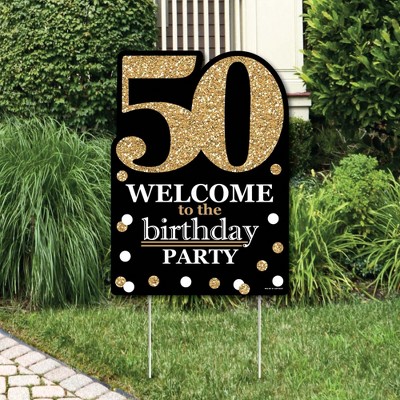 Big Dot of Happiness Adult 50th Birthday - Gold - Party Decorations - Birthday Party Welcome Yard Sign