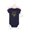 Hudson Baby Infant Girl Cotton Bodysuit and Pant Set, Girl Daddy Pink Navy - 2 of 4