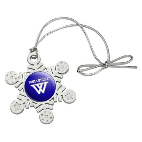 Wellesley College Primary Logo Metal Snowflake Christmas Tree Holiday Ornament - image 1 of 3