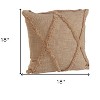 HomeRoots Set of Two Tan Diamond Cotton Throw Pillow With Fringe - 3 of 4