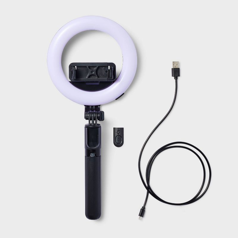 Tripod Selfie Stick with LED Ring Light -  heyday&#8482; Black, 4 of 6