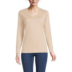 Lands' End Women's Relaxed Supima Cotton Long Sleeve V-Neck T-Shirt - 1 of 3