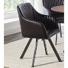 Simple Relax Upholstered Swivel Dining Arm Chair with Sloped Armrests in Black and Gunmetal - 2 of 4