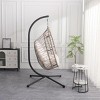 Hanging Chair With Stand, Patio Egg-Shaped Swing Chair With Cushion, Indoor Rocking Chair, Outdoor Hammock Egg-Shaped Chair-Cuddlewood - 3 of 4