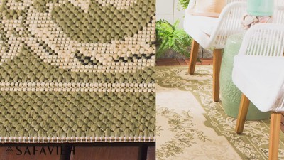 Contemporary Brown Synthetic 79" Indoor/Outdoor Area Rug