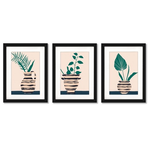 Americanflat Boho Botanical (set Of 3) Watercolor Rust By Pauline Stanley  Framed Triptych Wall Art Set : Target