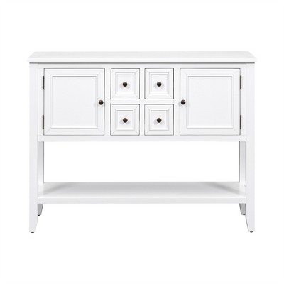 OUTSUPPLY Vintage Console Table with 4 Drawer and Bottom Shelf for Living Room, Entryway & Kitchen