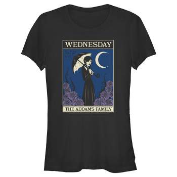 Juniors Womens Wednesday The Addams Family Card T-Shirt