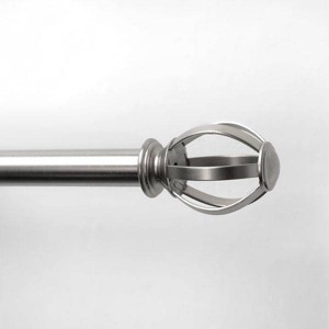 Decorative Drapery Single Rod Set with Cage Ball Finials Brushed Nickel - Lumi Home Furnishings - 1 of 4