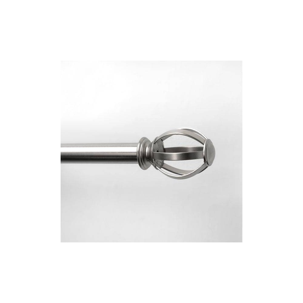 Photos - Curtain Rod / Track 28"x48" Decorative Drapery Single Rod Set with Cage Ball Finials Brushed Nickel - Lumi Home Furnishings