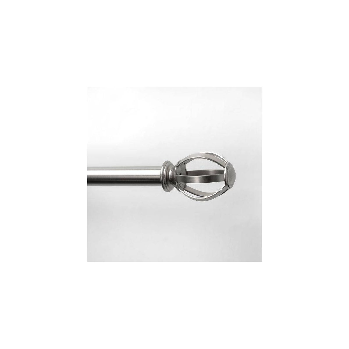 Decorative Drapery Single Rod Set with Cage Ball Finials Brushed Nickel - Lumi Home Furnishings