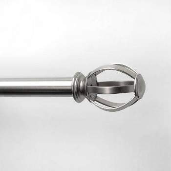 Decorative Drapery Single Rod Set with Cage Ball Finials Brushed Nickel - Lumi Home Furnishings