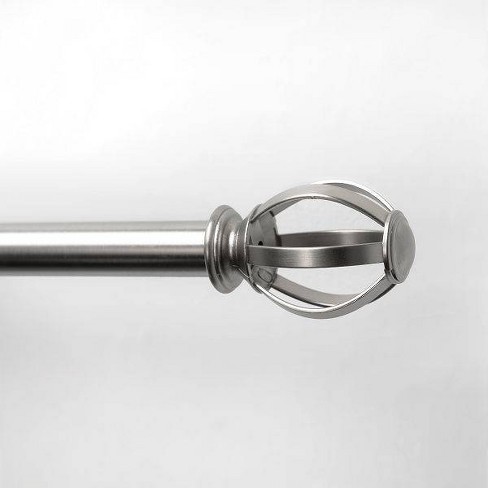 Drapery Curtain Rod 84-120 Inch Adjustable Nickel Silver Rod with Ball Finials 