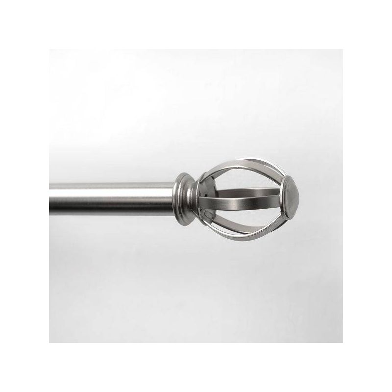 Decorative Drapery Single Rod Set with Cage Ball Finials Brushed Nickel - Lumi Home Furnishings, 1 of 6