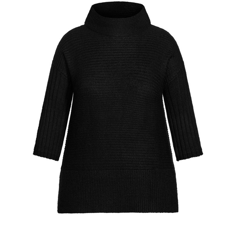 Women's Plus Size Oversize Cowl Sweater - black | AVENUE, 3 of 4