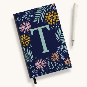 Personalization Mall Flowery Initial Personalized Journal Mint/Navy - 1 of 1