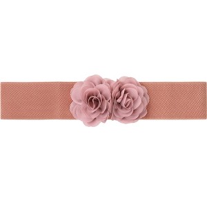 Elerevyo Women's Big Double-Flower Stretchy Elastic Wide Chunky Dress Waistband Belts - 1 of 4