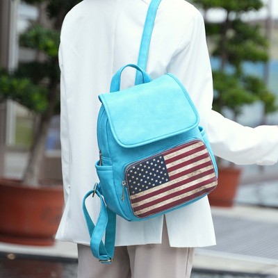 MKF Collection Patriotic Americana Backpack Bag – Fourth of July Vegan Leather Travel Backpack, Regina | MKF Collection by Mia K - Black — фото 3