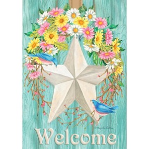 Spring Barnstar House Flag Primitive Welcome 28" x 40" Briarwood Lane - 1 of 4