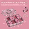 LunaLulinlk 8-compartment tray with lid, portable snack tray with handles and plates, Pink, 2 Pack - 4 of 4