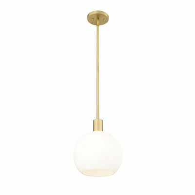 Olde Brass and White Glass Globe Pendant Light