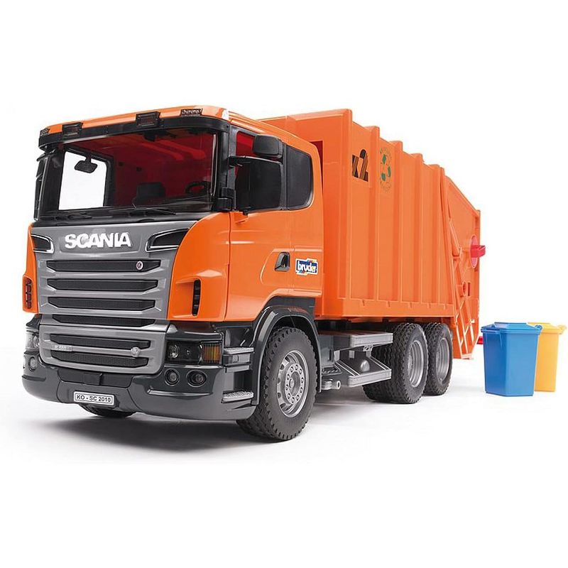Bruder 03560 SCANIA R-Series Garbage Truck (Orange), 1 of 6