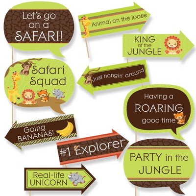 Big Dot of Happiness Funny Funfari - Fun Safari Jungle - Baby Shower or Birthday Party Photo Booth Props Kit - 10 Piece