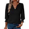 Women Print Tops Dressy Casual Shirts Smocked Cuffs 3/4 Sleeve Tees Boho Tunic - 2 of 4