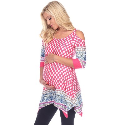 Maternity Printed Cold Shoulder Tunic - White Mark