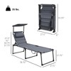 2 Pcs Outdoor Lounge Chair, 4 Position Adjustable Backrest, Folding, Cushioned w/ Sun Shade Roof & Pillow - 3 of 4