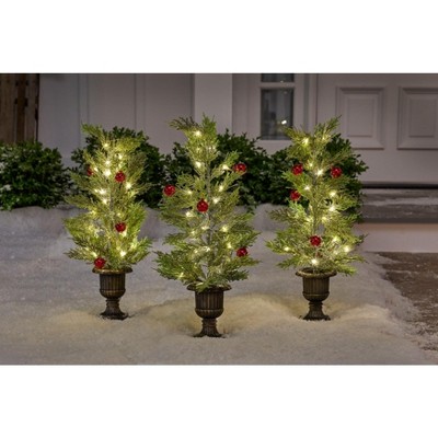 BrylaneHome Pre-Lit Pathway Urn Tree, Set Of 3