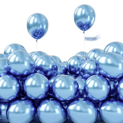PartyWoo Balloons Metallic Light Blue Baby Small Mini 5 Inch 50 pcs