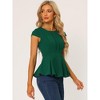 INSPIRE CHIC Women's Elegant Round Neck Cap Sleeve Solid Color Peplum Blouses - 2 of 4