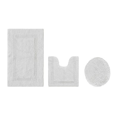 Lux Premium 100% Cotton  Ultra-Soft Tufted Solid Reversible 3 Piece Bath Rug Set, Water-Absorbent, Durable, Machine Washable Bathroom Rug