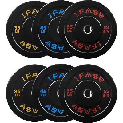 Dexmalle Rubber Plate with 2-Inch Steel Insert Rubberized Weightlifting Barbell Plates 35LB/45LB/55LB Sets