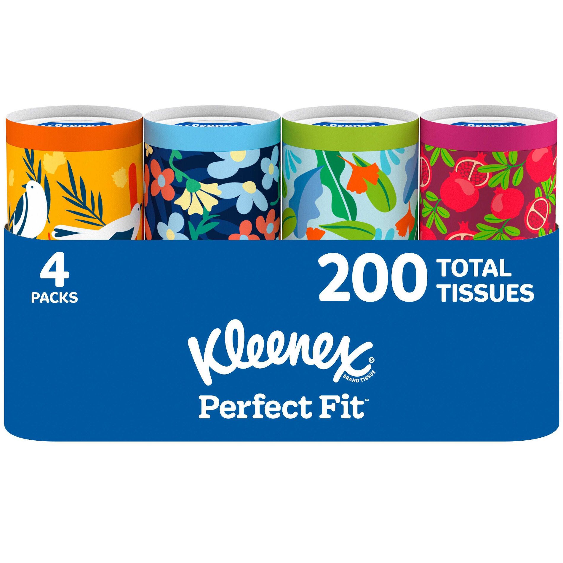Kleenex On the Go Perfect Fit Facial Tissue - 4pk/200ct: Cylinder, No Fragrance Added, Dye-Free