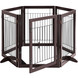 Yaheetech 34" Height Tall Pet Gate with Wood and Wire for Doorway - 1 of 4