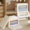 Aoibox Large Collapsible Closet Storage Bins with Handles and Clear Window Stackable Fabric Boxes with Lids Beige 2 Pack - 4 of 4