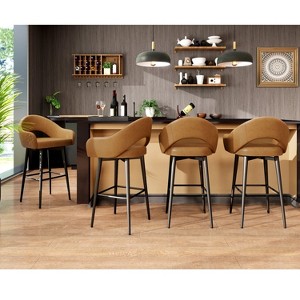 Dyonery Set of 2 Counter Height Swivel Barstools PU Leather 26" H Upholstered Bar Stools with Back&Arms for Kitchen Island,Home Bar - 1 of 4