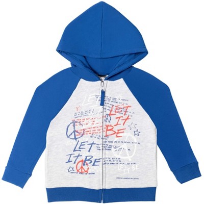 Lyrics by Lennon and McCartney Fleece Zip-Up Hoodie Blue/Gray