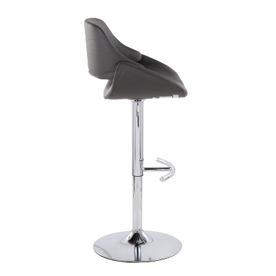 Set of 2 Fabrico Swivel Adjustable Barstools in Gray and Chrome