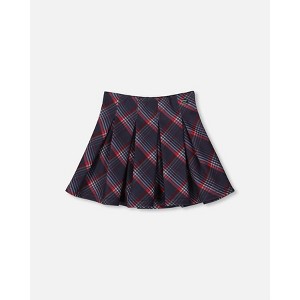 Deux par Deux Girl Pleated Milano Skirt Red and Navy Plaid - 1 of 4