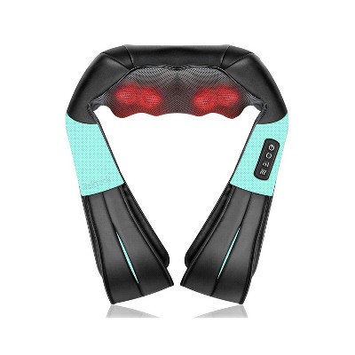 Nekteck Shiatsu Neck & Back Massager - Heat, Deep Kneading - Home, Office, Car - Blue