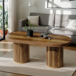 Hommoo 47.2" Oval Fluted-Leg Coffee Table, Modern Accent Center Table - 1 of 4