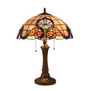 Chloe Lighting Monroe Tiffany-style Dark Bronze 2 Light Victorian Table Lamp 16" Shade - 1 of 4