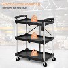 3 Tier Folding Rolling Utility Cart, Portable Kitchen Carts with Handles, 165 Lbs Capacity - 4 of 4