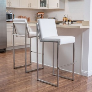 Upholstered and Wood Boucle Counter Height Barstool Christopher Knight Home - 1 of 4