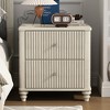 Sapphtopaz Fluted Nightstand with 3 Drawers Mid Century Modern Wood Side Table with Metal Handles, Retro Bedside Table for Bedroom - 4 of 4