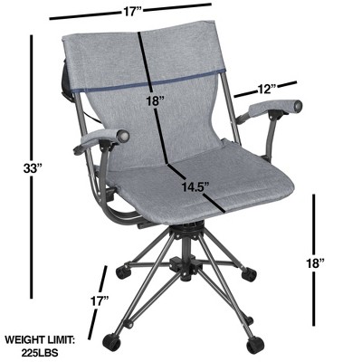 Blue Grey 360 Swivel Folding Camping Chair with Armrests